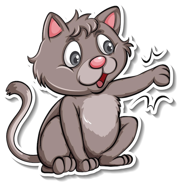 Free vector a sticker template of cat cartoon character