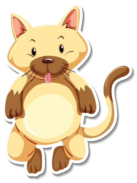 Free vector a sticker template of cat cartoon character