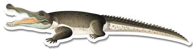 Шаблон наклейки с изображением мультяшного крокодила