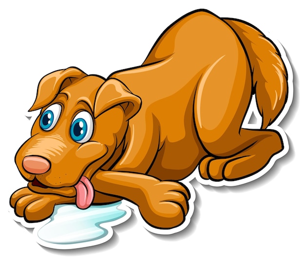 Free vector a sticker template of dog cartoon character