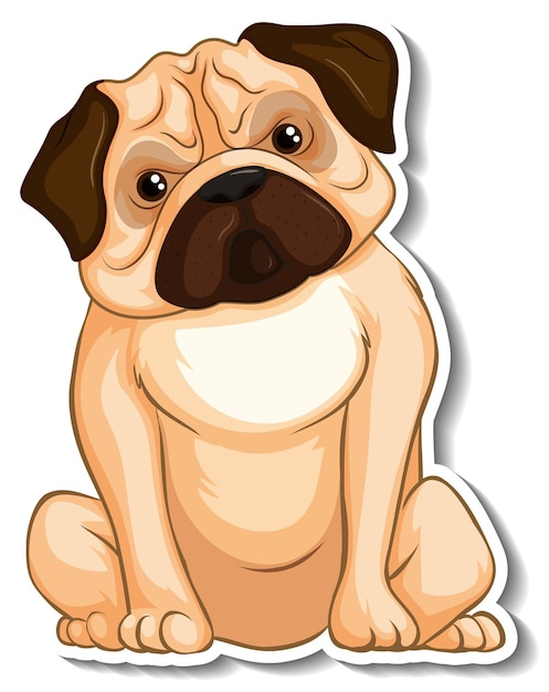 Free vector a sticker template of dog cartoon character
