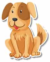 Free vector a sticker template of dog cartoon character