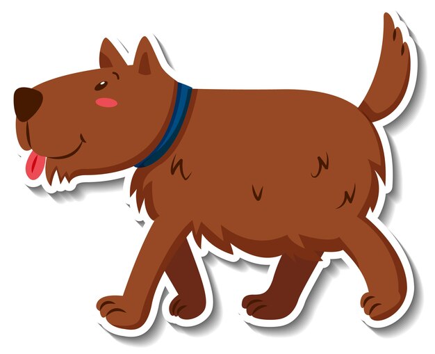 Free vector a sticker template of dog cartoon character