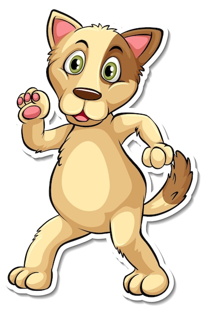 Free vector a sticker template of dog cartoon character