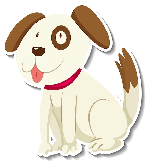 A sticker template of dog cartoon character