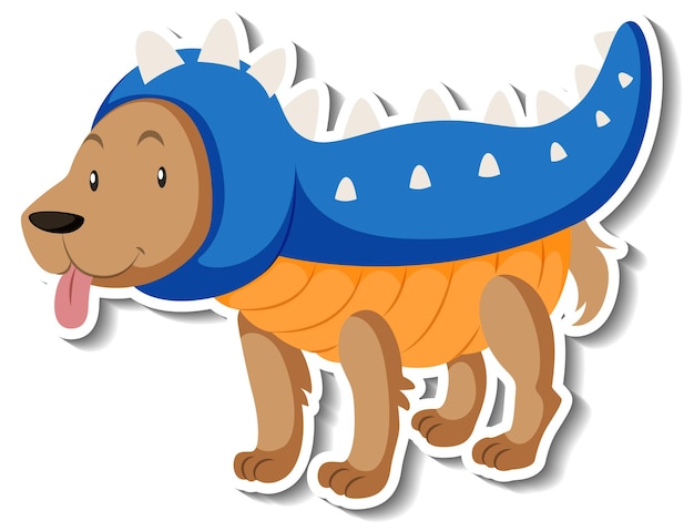 Free vector a sticker template of dog cartoon character