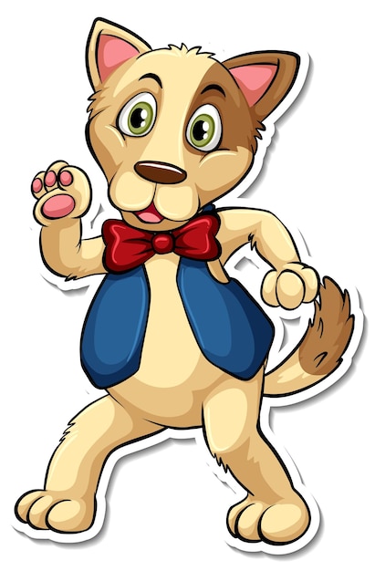 A sticker template of dog cartoon character