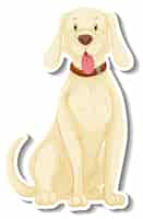 Free vector a sticker template of dog cartoon character