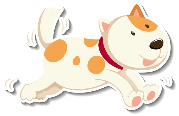 Free vector a sticker template of dog cartoon character