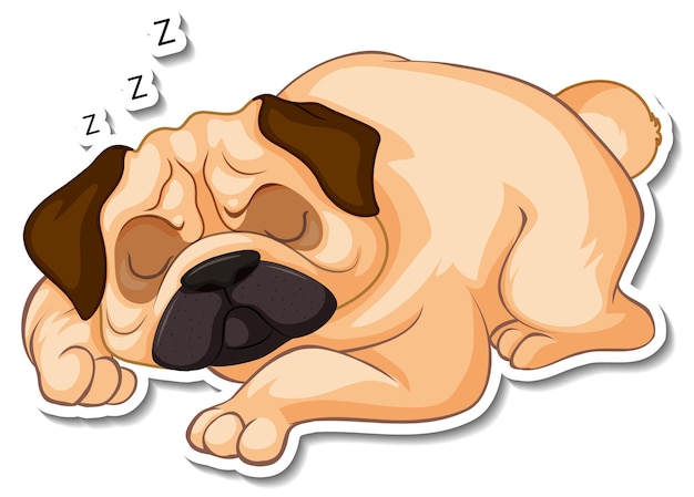 A sticker template of dog cartoon character