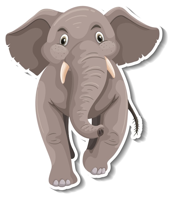 Free vector a sticker template of elephant cartoon character