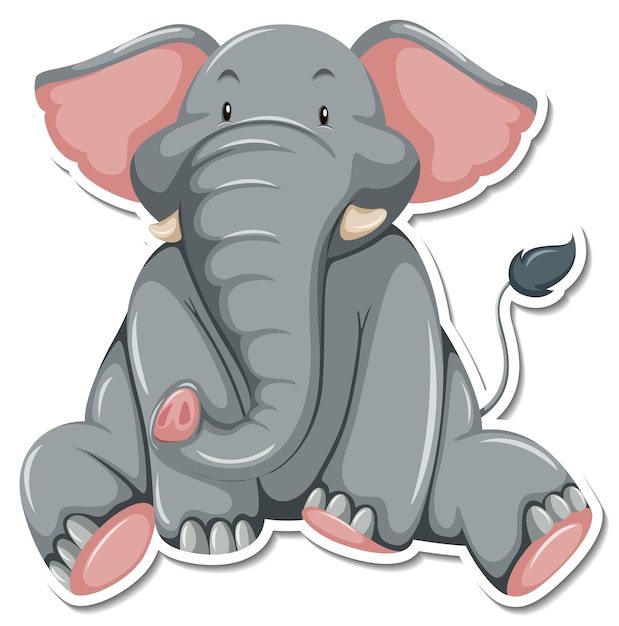 A sticker template of elephant cartoon character