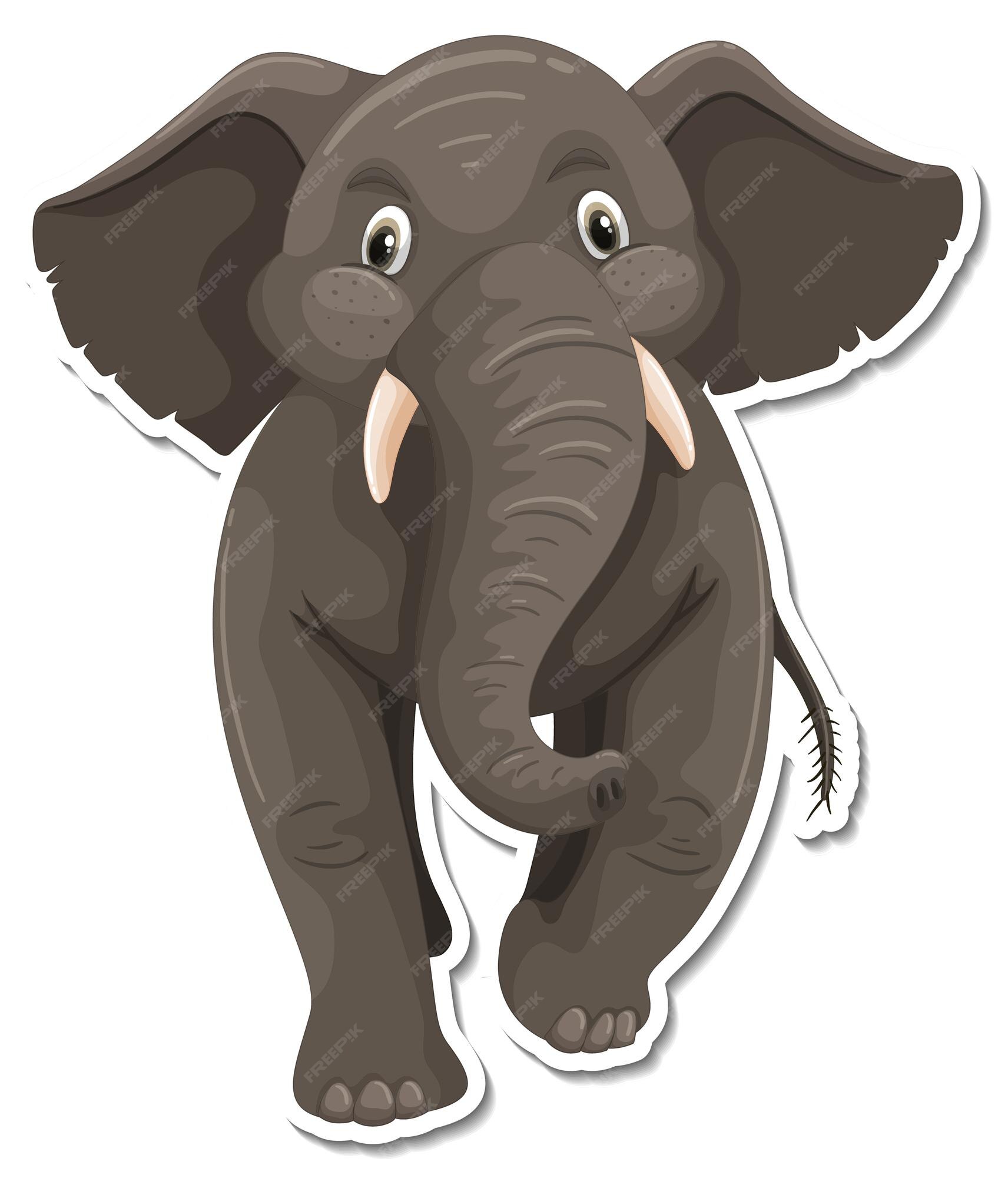Free Vector | A sticker template of elephant cartoon character