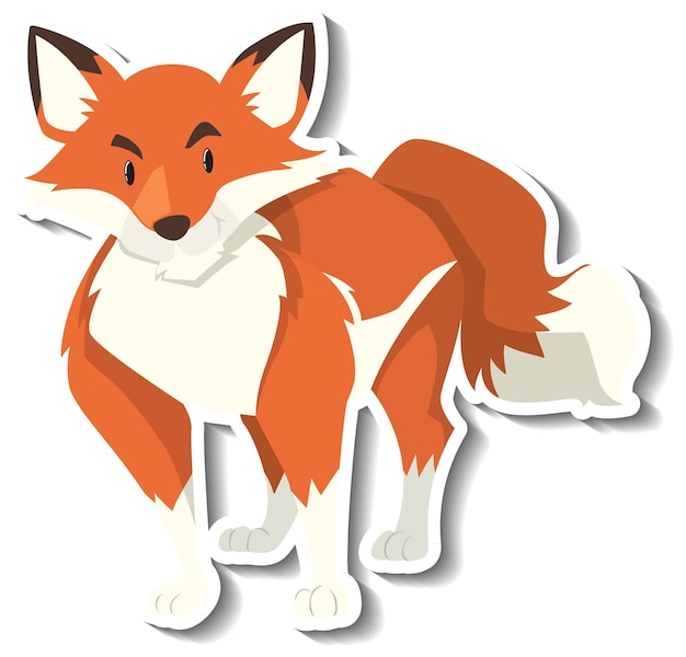 Free vector a sticker template of fox cartoon character