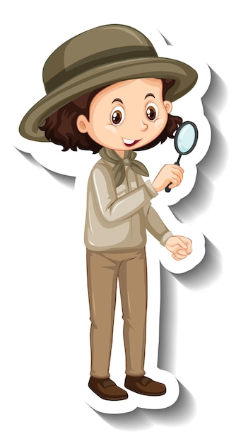 A sticker template of girl cartoon character