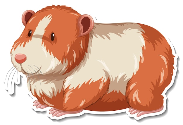 Free vector a sticker template of guinea pig cartoon character