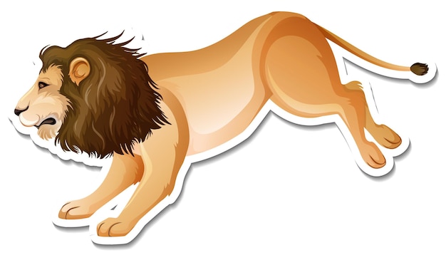 Free vector a sticker template of lion cartoon character