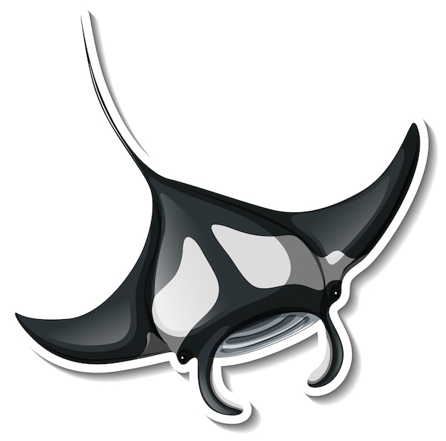 Free vector a sticker template of manta ray cartoon character