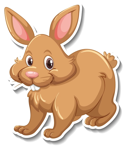 Free vector a sticker template of rabbit cartoon character