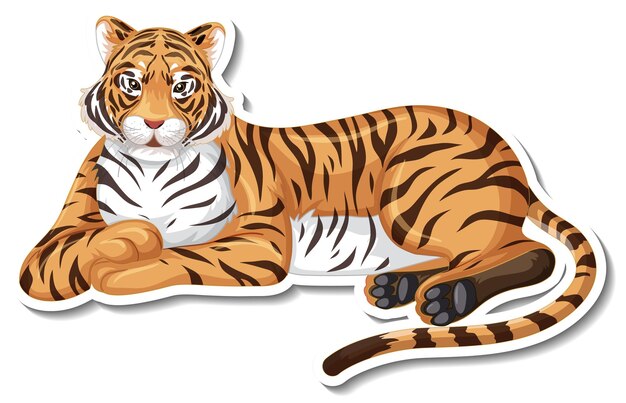 A sticker template of tiger cartoon character