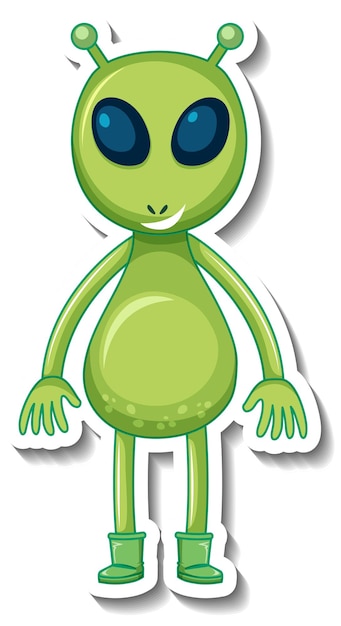 Free vector sticker template with an alien monster cartoon character isolated