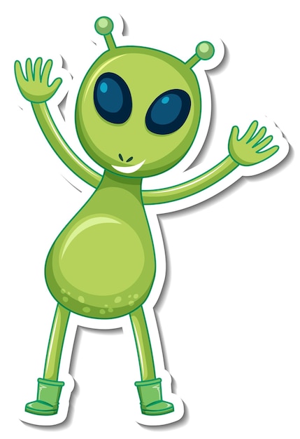 Free vector sticker template with an alien monster cartoon character isolated