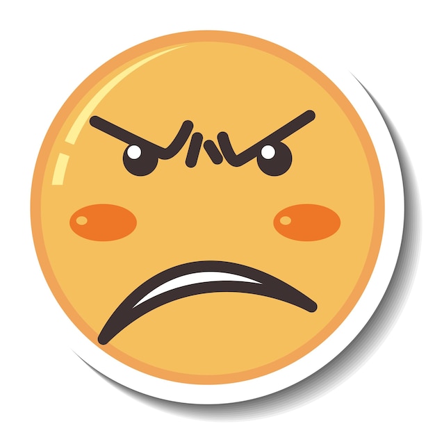 Free vector a sticker template with angry face emoji isolated