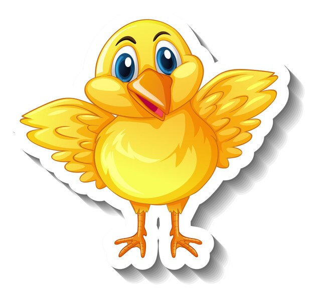 A sticker template with a baby chicken cartoon character