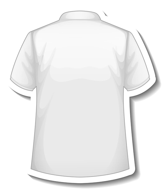 Шаблон стикера с изолированной спиной белой рубашки поло