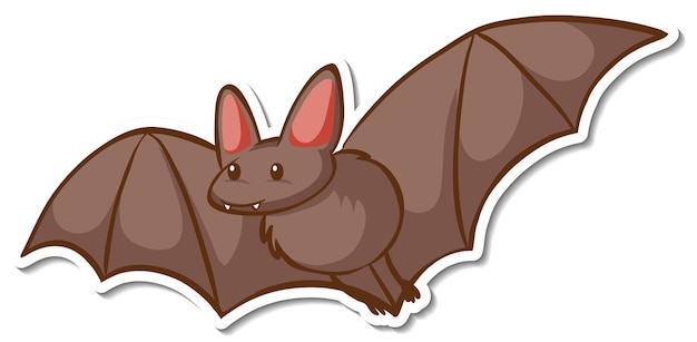 Free vector a sticker template with a bat cartoon character isolated