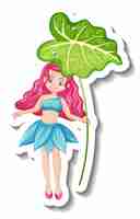 Free vector a sticker template with a beautiful fairy cartoon character