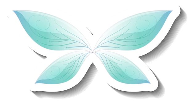 A sticker template with blue butterfly in fairytale style