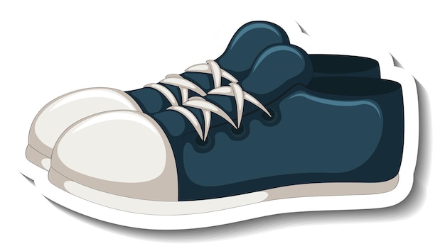 Vettore gratuito un modello di adesivo con scarpe da ginnastica blu isolate
