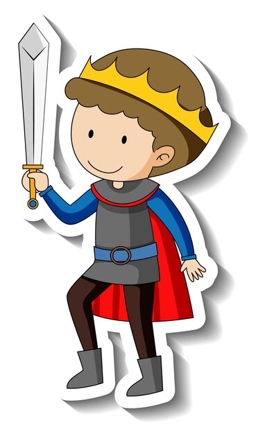 Free vector sticker template with a boy wearing king costume isolated