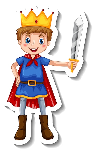 Free vector sticker template with a boy wearing prince costume isolated