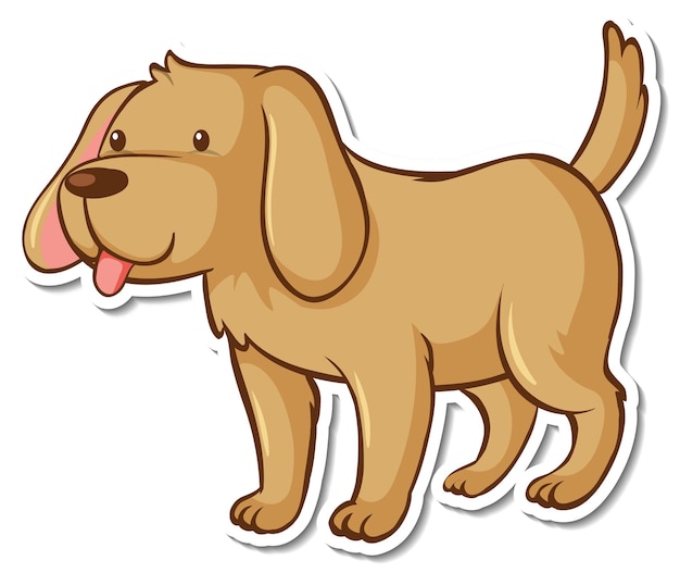 Free vector a sticker template with a brown dog cartoon character