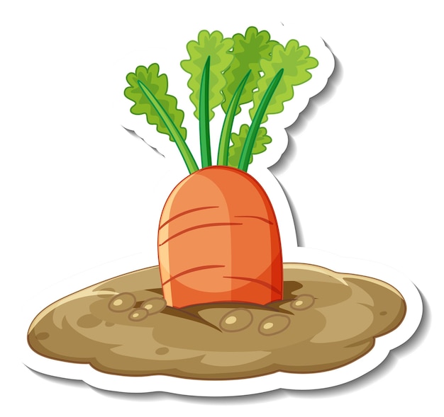 Sticker template with carrot in underground isolated