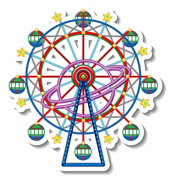 Free vector sticker template with circus ferris wheel isolated