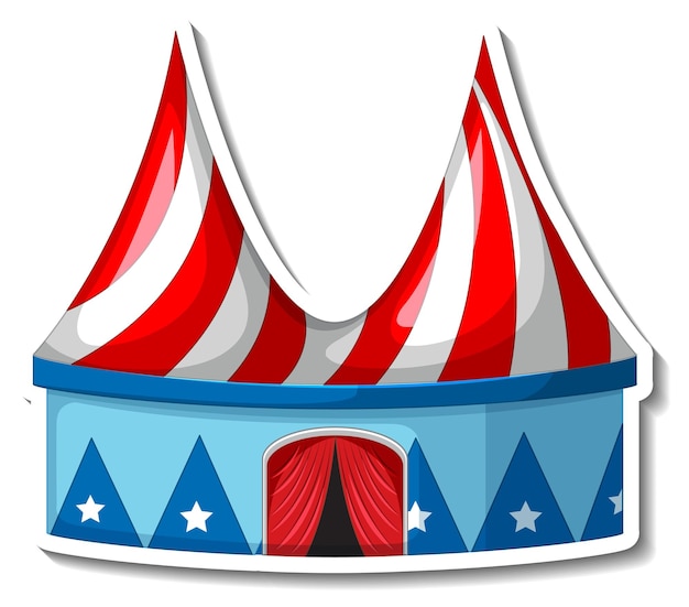 Free vector sticker template with circus tent in cartoon style