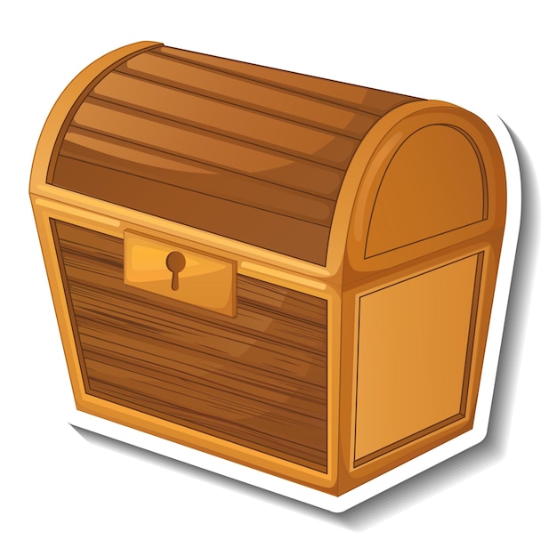 Sticker template with closed treasure chest isolated