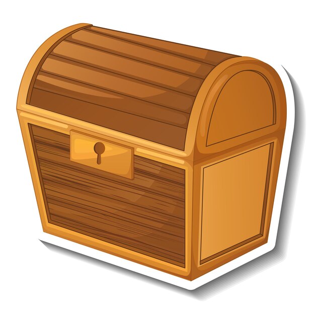 Sticker template with closed treasure chest isolated