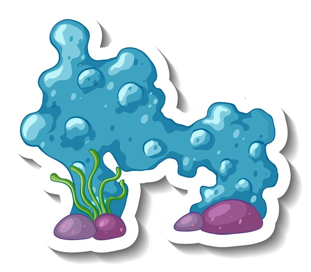 A sticker template with Coral sea element isolated