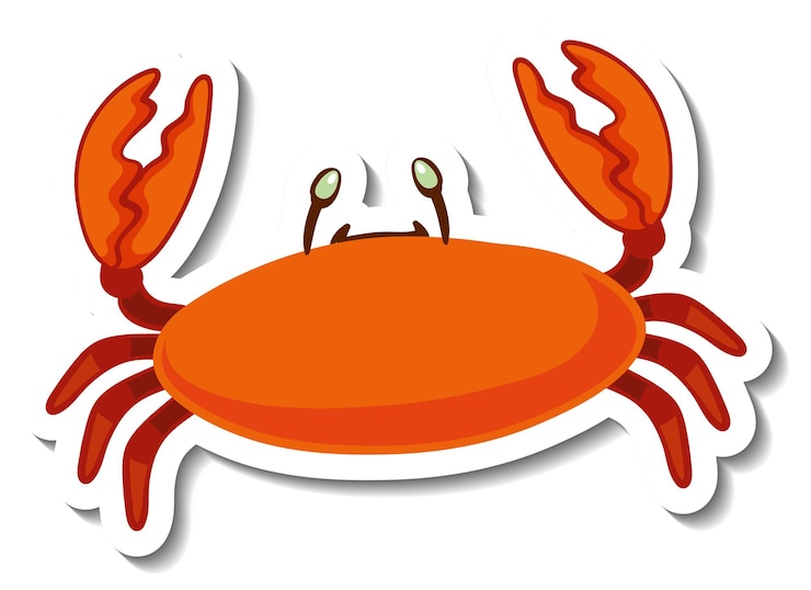 무료 Vector 고립 된 게 만화 캐릭터와 스티커 템플릿