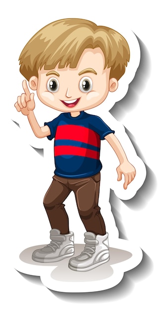 Free vector a sticker template with a cute boy cartoon character