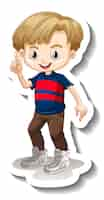 Free vector a sticker template with a cute boy cartoon character