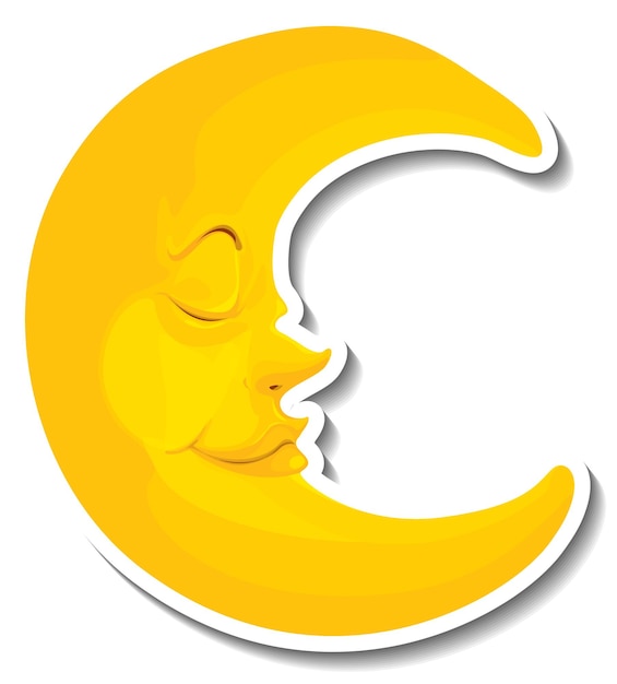 Free vector sticker template with the face moon isolated