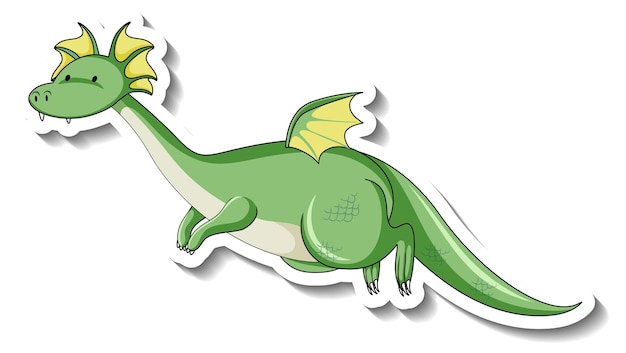 Sticker template with fantasy dragon cartoon character