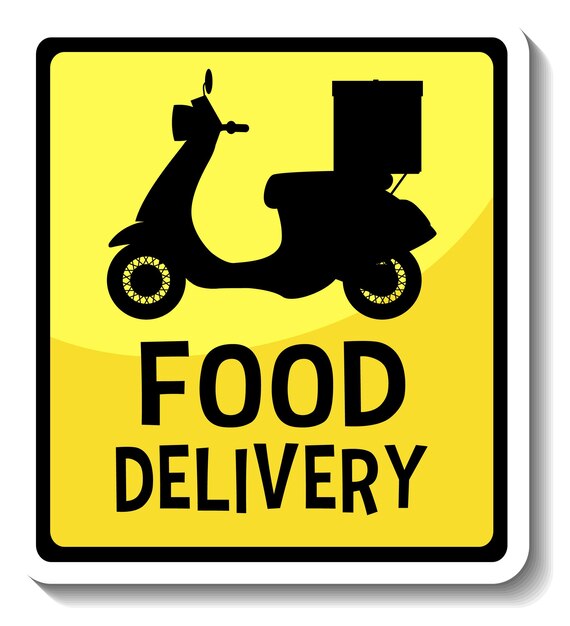 Free vector a sticker template with food delivery banner isolated