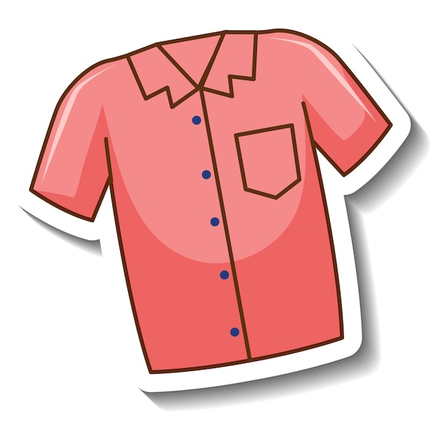 Free vector a sticker template with front of pink shirt isolated