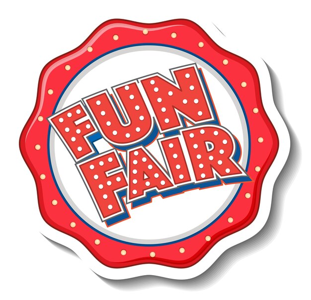 Sticker template with Funfair banner isolated